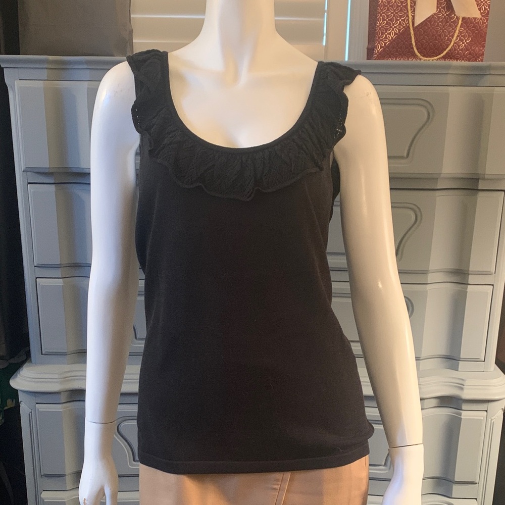 LOFT Knit Ruffle Neck Tank Top Small